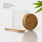 Банка стеклянная для сыпучих продуктов с бамбуковой крышкой и ложкой «Эко», 400 мл, 10,5×8,5 см - Фото 3