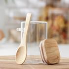 Банка стеклянная для сыпучих продуктов с бамбуковой крышкой и ложкой «Эко», 280 мл, 8×6×10,5 см - Фото 3