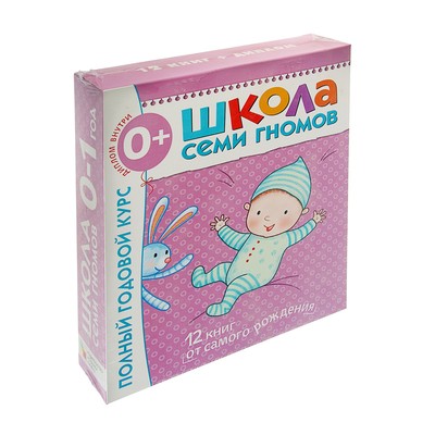 Книги детские набор «Полный годовой курс от 0 до 1 года», 12 книг с картонной вкладкой, Денисова Д.
