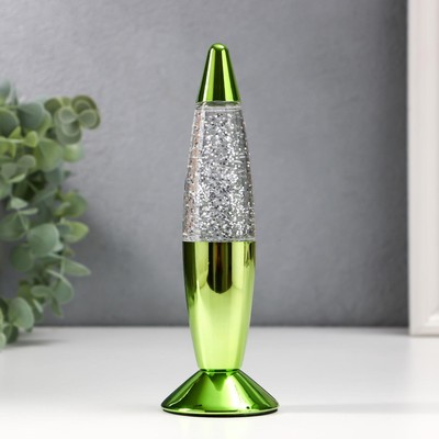 Светильник «Зеленая ракета» LED, лава, блёстки, от батареек 3хLR44 19 см RISALUX