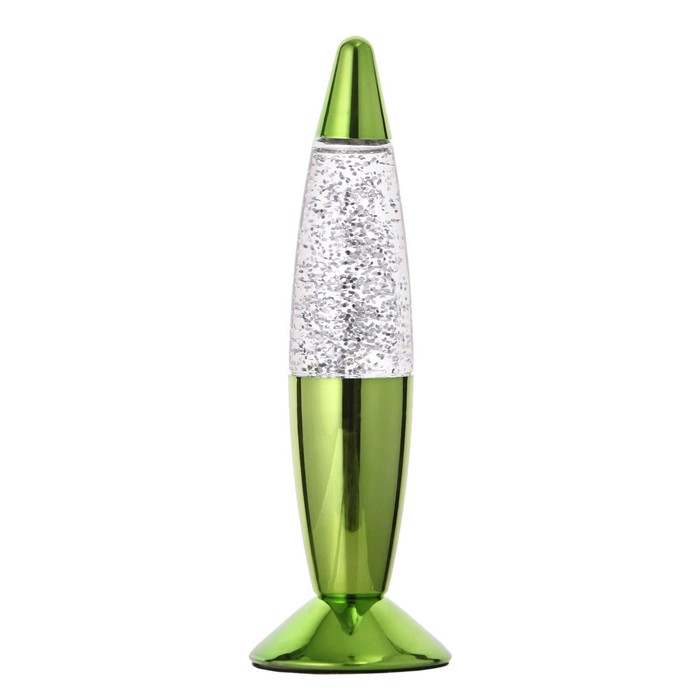 Светильник "Зеленая ракета" LED, лава, блёстки, от батареек 3хLR44 19 см RISALUX - фото 1911987765