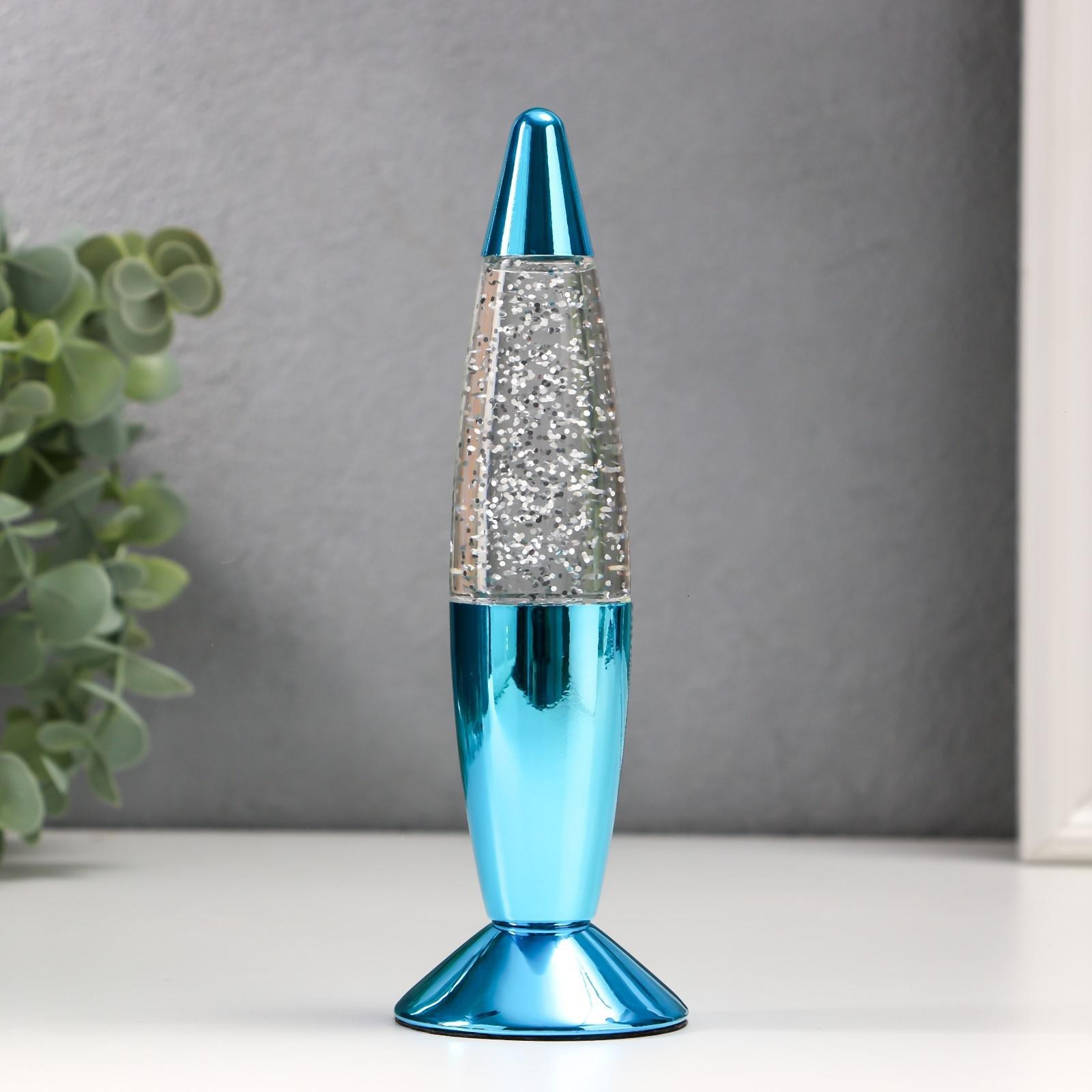 Светильник "Голубая ракета" LED, лава, блёстки, от батареек 3хLR44 19 ...