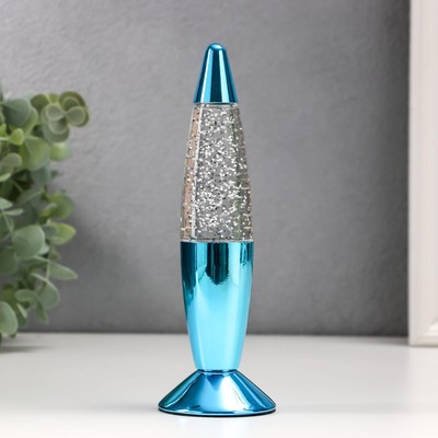 Светильник «Голубая ракета» LED, лава, блёстки, от батареек 3хLR44 19 см RISALUX