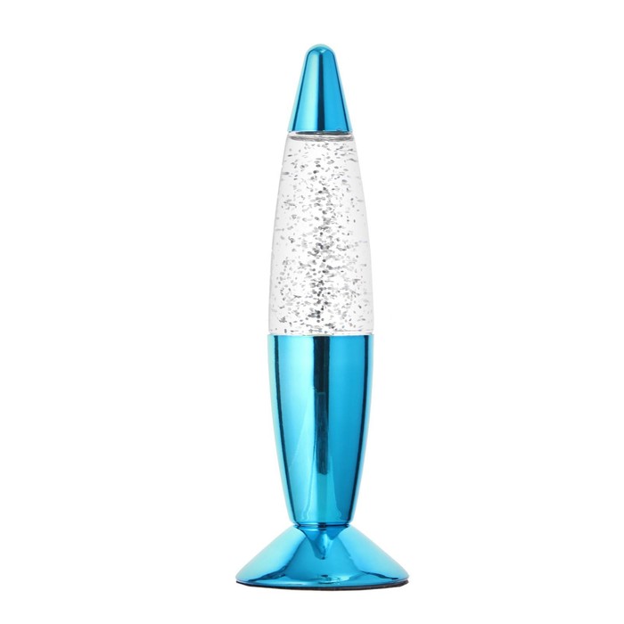 Светильник "Голубая ракета" LED, лава, блёстки, от батареек 3хLR44 19 см RISALUX - фото 1911177061