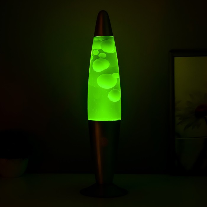 Лава-лампа "Зеленые капли" воск, E14 h=41см RISALUX - фото 1880247148