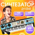 Синтезатор детский с микрофоном «Музыкальный взрыв», 49 клавиш с радио, работает от батареек - Фото 1