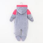 Комбинезон утеплённый, рост 74 см, цвет серо-розовый - Фото 5