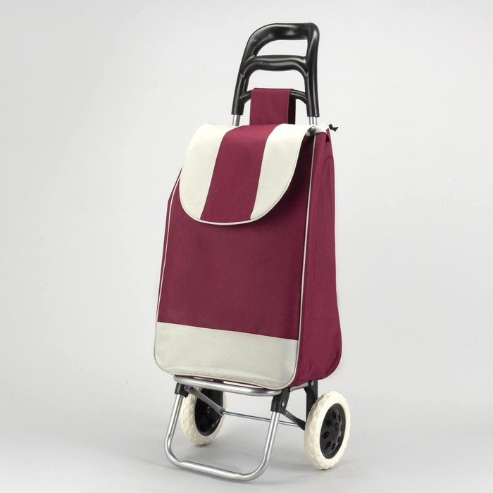 Сумка-тележка хозяйственная на шнуре, 35×20×96 см, бордовая - Фото 1
