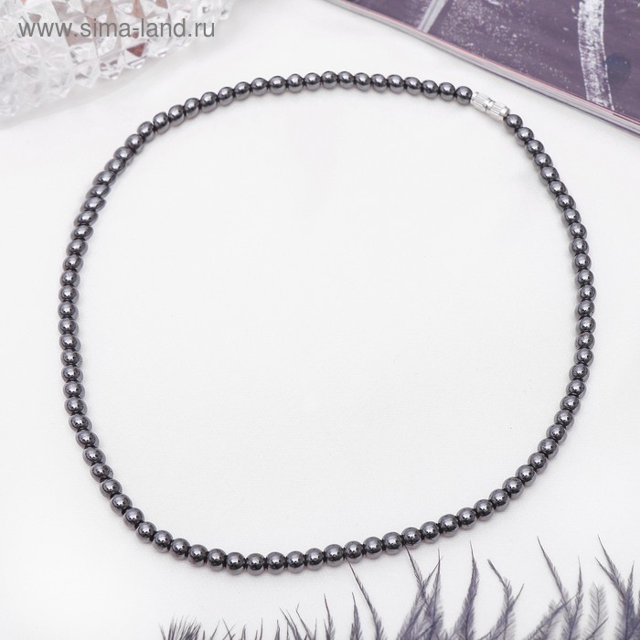 Бусы шар №4 «Гематит», 45 см - Фото 1