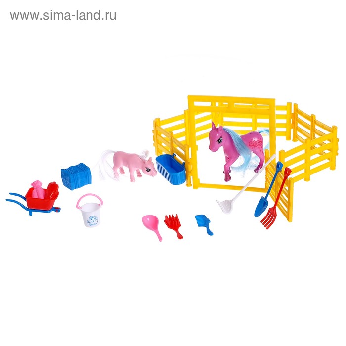Лошадь "Милашка", набор 2 штуки, с аксессуарами, цвета МИКС - Фото 1