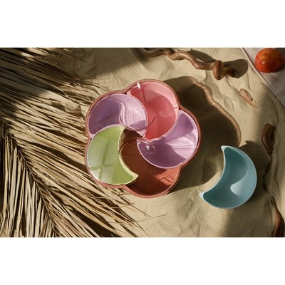 Менажница с крышкой «Барокко», 26×25×7 см, 5 съёмных ячеек, МИКС