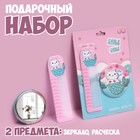 Подарочный набор «Бульк-бульк», 2 предмета: зеркало, расчёска, цвет голубой/розовый - Фото 1