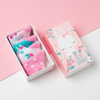 Носки детские Крошка Я «Зайка», набор 4 пары, 10-12 см