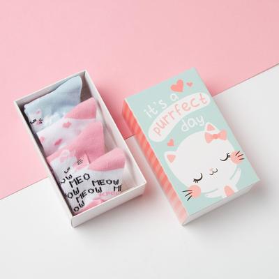 Носки детские Крошка Я «Котик», набор 4 пары, 12-14 см