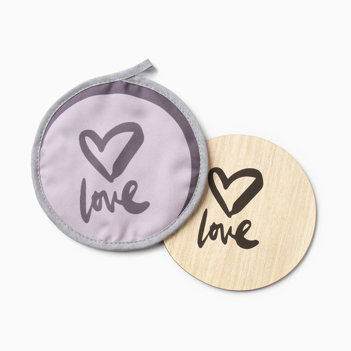 Набор кухонный Love: прихватка, подставка под горячее, МИКС - Фото 1