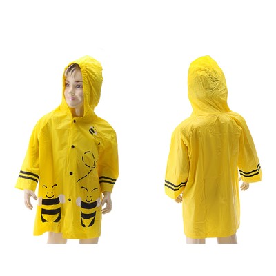 Дождевик детский на кнопках с капюшоном "Пчелки", размер S, рост 92-98 см