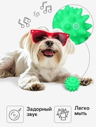 Игрушка пищащая «Мяч с шипами» для собак, 6.5 см, зелёная - Фото 2