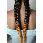 SIM-BRAIDS Канекалон двухцветный, гофрированный, 65 см, 90 гр, цвет коричневый/оранжевый(#T1B/Orange) - Фото 2