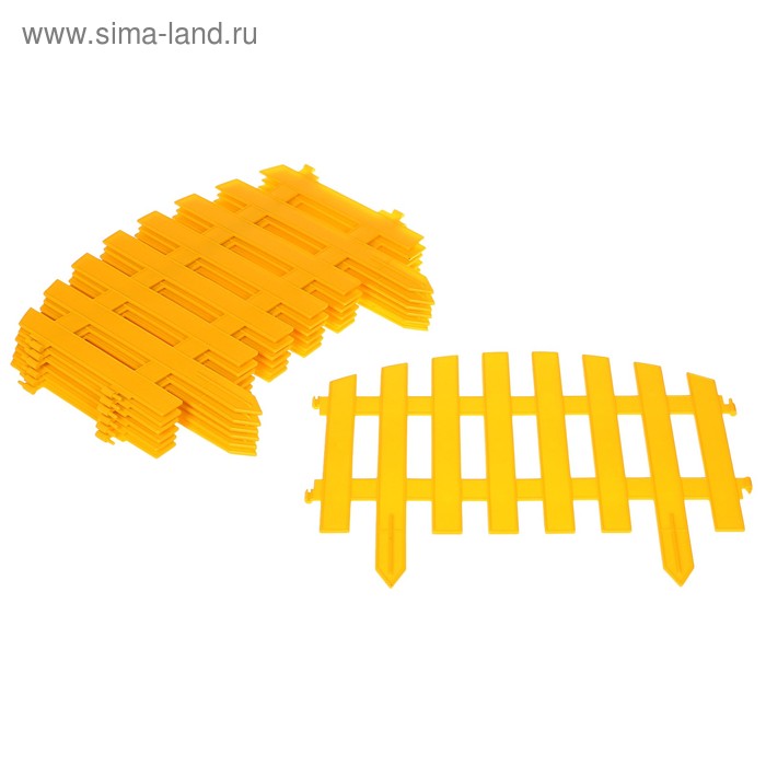 Ограждение декоративное, 28 × 300 см, 7 секций, пластик, жёлтое - Фото 1