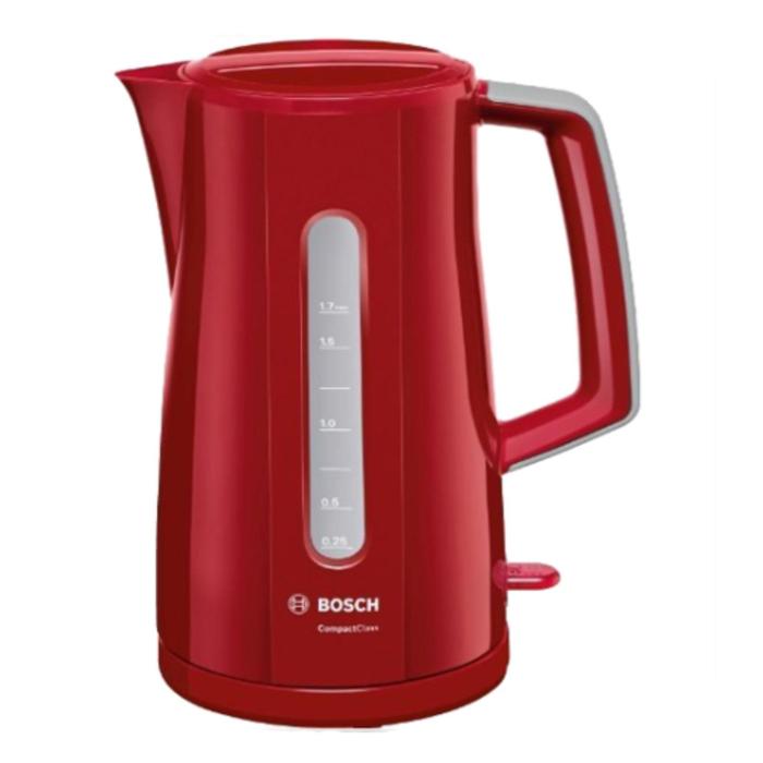 Чайник электрический Bosch TWK 3A014, пластик, 1.7 л, 2400 Вт, красный - Фото 1