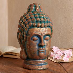 Копилка "Голова Будды", золотая с зеленой окисью, 32 см