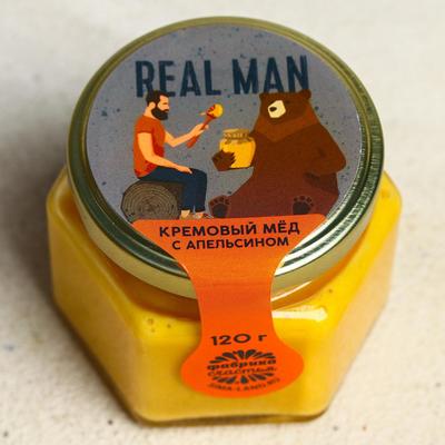 УЦЕНКА Кремовый мёд с апельсином Real man, 120 г.
