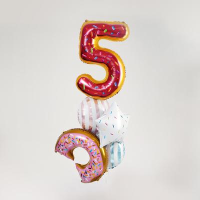 Букет из шаров «5 лет, пончик», фольга, набор из 5 шт.