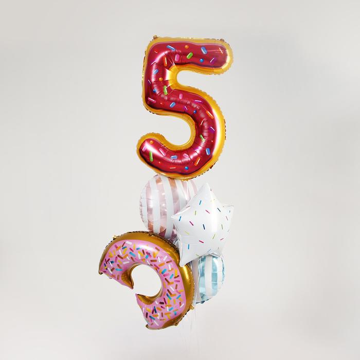 Букет из шаров «5 лет, пончик», фольга, набор из 5 шт. - Фото 1