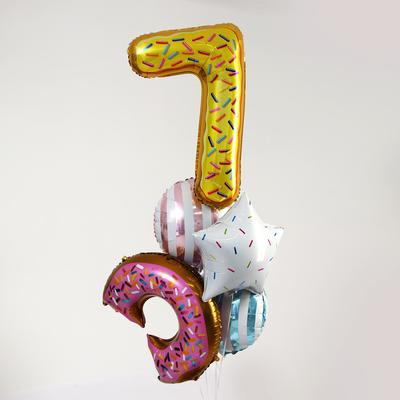 Букет из шаров «7 лет, пончик», фольга, набор из 5 шт.