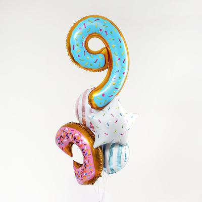 Набор воздушных шаров «9 лет, пончик», фольга, 5 шт.
