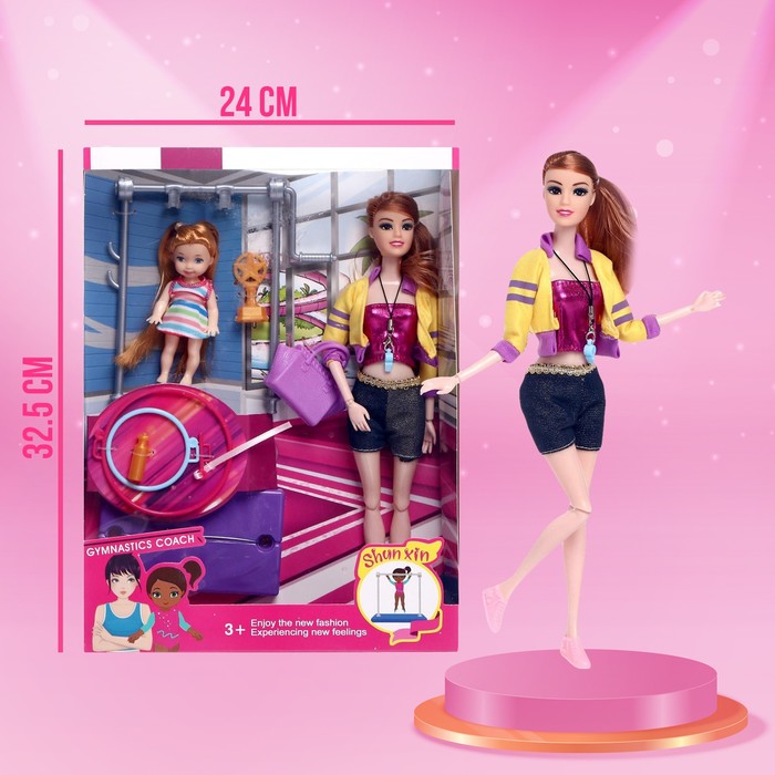 Кукла-модель шарнирная «Спортсменка» с малышкой, с аксессуарами, МИКС 48926