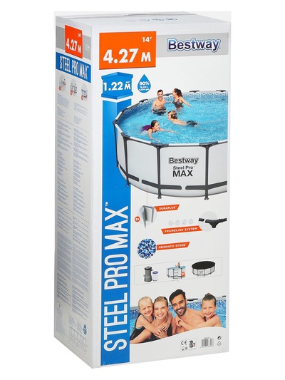 Бассейн каркасный Bestway Steel Pro Max 5612X, 427×122, фильтр-насос, лестница, тент, круглый