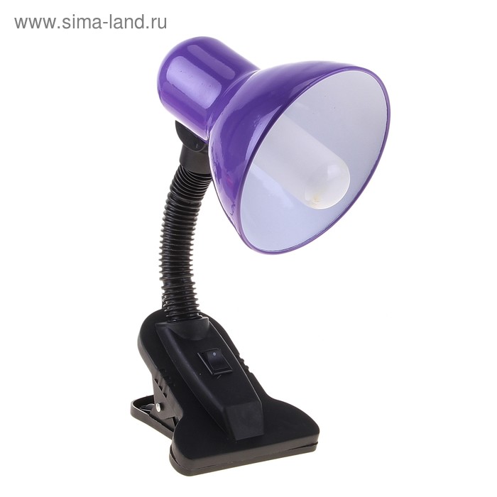 Лампа настольная Е27, с выкл. на зажиме (220В) фиолетовая (108В) - Фото 1