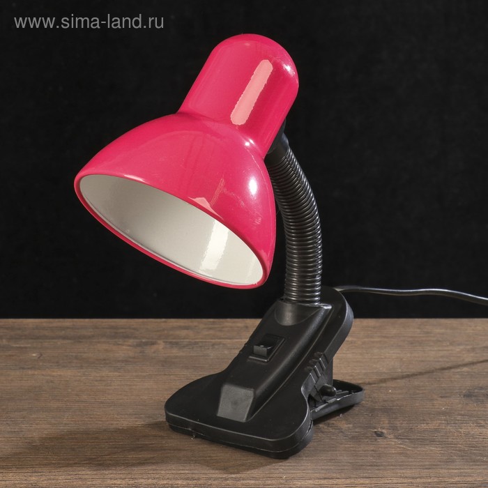Лампа настольная Е27, на зажиме (220В) розовая - Фото 1