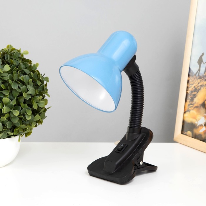 Лампа настольная Е27, с выкл. на зажиме (220 В) голубая (108 В) RISALUX - Фото 1