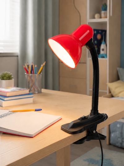 Лампа настольная RISALUX, Е27, 40 Вт, на прищепке, красная