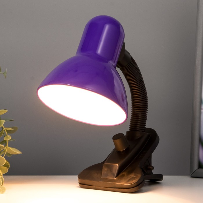 Лампа настольная Е27, светорегулятор, на зажиме (220В) фиолетовая (108А) RISALUX - фото 1906777793