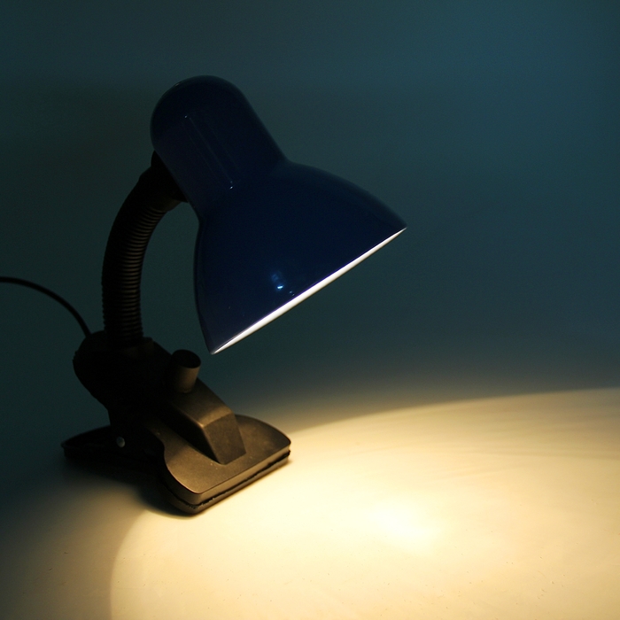 Лампа настольная Е27 , светорегулятор, на зажиме (220В) голубая (108А) RISALUX - фото 1887641470