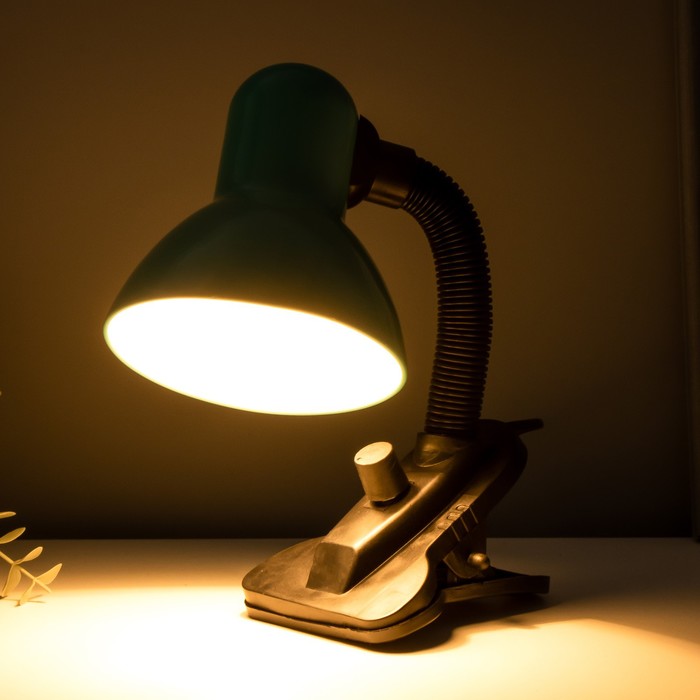 Лампа настольная Е27, светорегулятор, на зажиме (220В) зеленая (108А) RISALUX - фото 1887641484