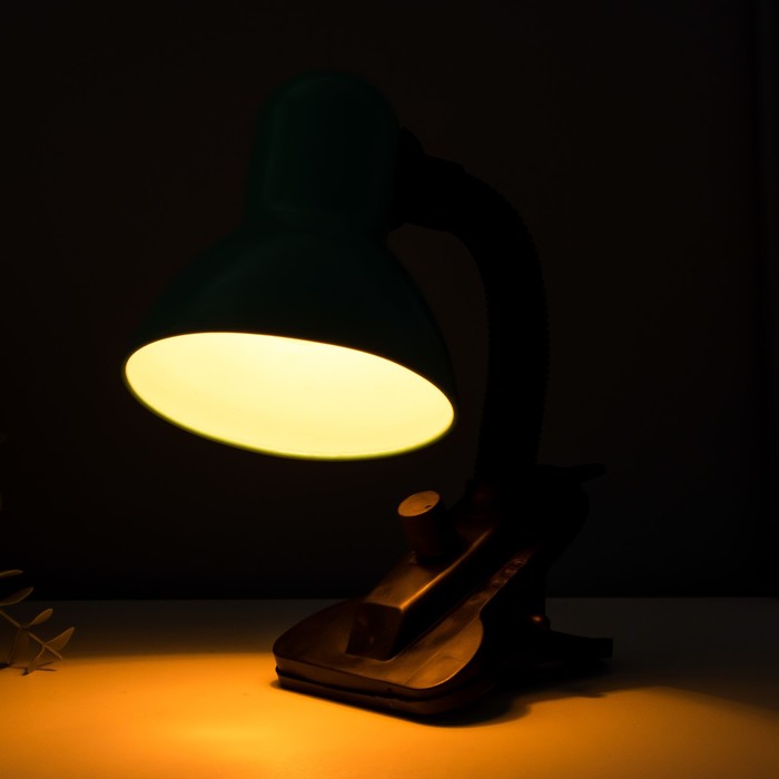 Лампа настольная Е27, светорегулятор, на зажиме (220В) зеленая (108А) RISALUX - фото 1906777812