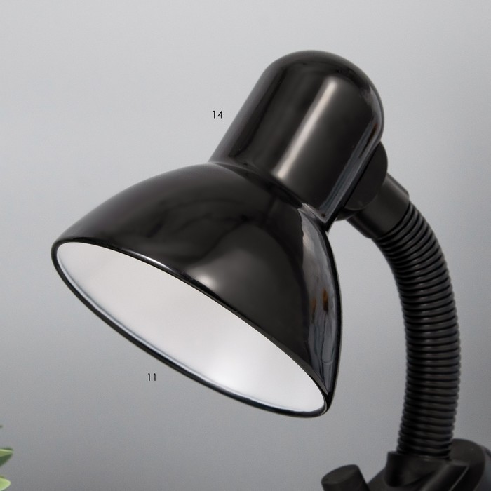 Лампа настольная Е27, светорегулятор, на зажиме (220В) черная (108А) RISALUX - фото 1887641508