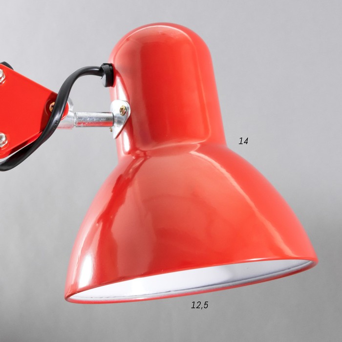 Лампа настольная Е27, h=55 см, шарнирная, на зажиме (220В) красная RISALUX - фото 1895027459