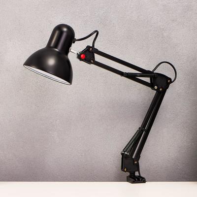 Лампа настольная Е27, на зажиме (220 В) черная, h=55 (811) RISALUX