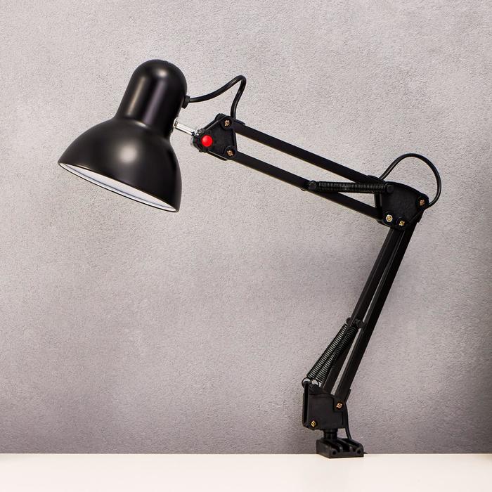 Лампа настольная Е27, на зажиме (220 В) черная, h=55 (811) RISALUX - Фото 1