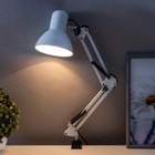 Лампа настольная Е27, h=55 см, шарнирная, на зажиме (220 В) белая RISALUX - Фото 2