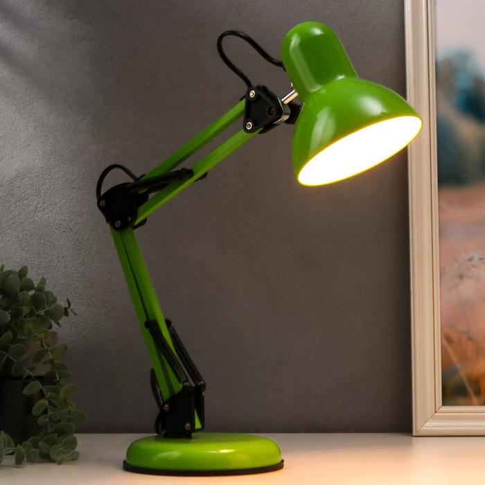 Лампа настольная Е27, h=55 см, шарнирная, на подставке (220В) зеленая RISALUX - фото 1887641708