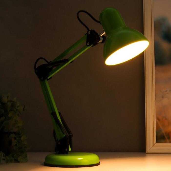 Лампа настольная Е27, h=55 см, шарнирная, на подставке (220В) зеленая RISALUX - фото 1906778056