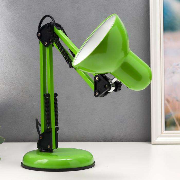 Лампа настольная Е27, h=55 см, шарнирная, на подставке (220В) зеленая RISALUX - фото 1906778060