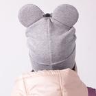 Двухслойная шапка «Мышка», цвет серый/бантик, размер 50-54 - Фото 3