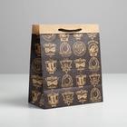 Пакет подарочный крафтовый, упаковка, Be a gentleman, 23 х 27 х 12 см - фото 68051712